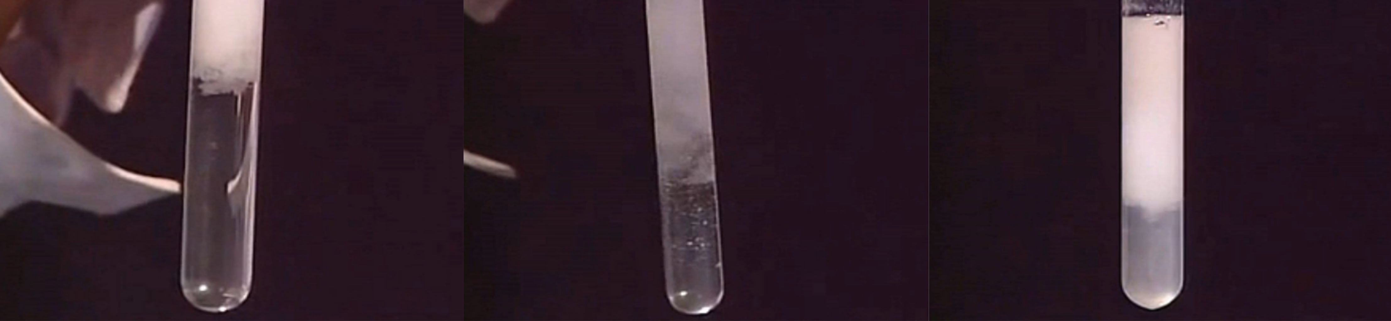 向NaOH溶液里滴加AlCl3溶液至過(guò)量,開始無(wú)沉淀，過(guò)一會(huì)兒產(chǎn)生白色沉淀且不溶解